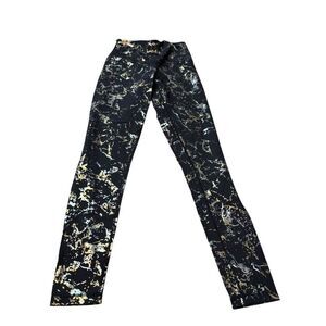 DYI Womens Black & Gold Marble  metallic Print Leggings S